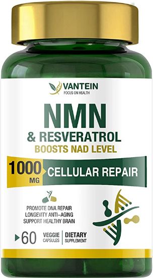 NMN Supplement, 1000MG (60 Vegan Capsules) NMN Nicotinamide Mononucleotide Resveratrol 2-in-1 for Supports Anti-Aging, Longevity and Cellular Energy, Enhance Concentration, Naturally Boost NAD+ Levels