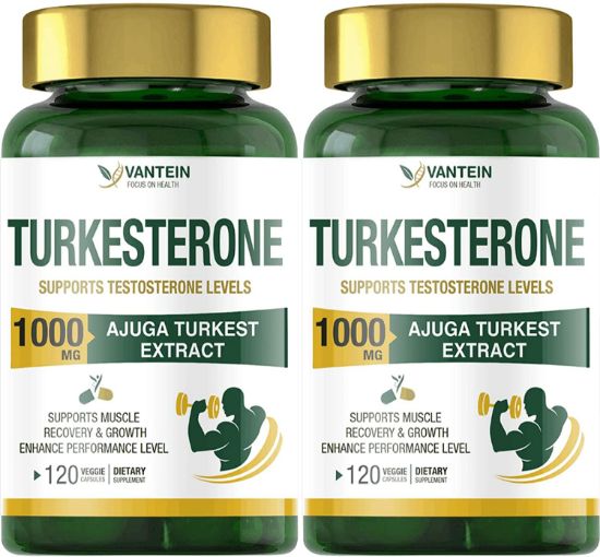 2 Pack Turkesterone Supplement 1000mg, Muscle Building and Mood Boost, Male Strength Enhancer and Immune Booster - 120 Vegan Capsules