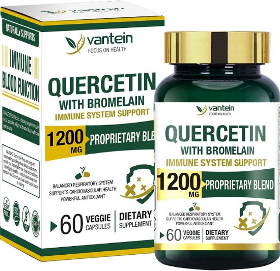 VANTEIN Quercetin, 1200mg Immune Supplement and Zinc Quercetin Vitamins Powerfully Supports Cardiovascular Healthy Respiratory System and Bioflavonoids for Cellular Function 60 Capsules