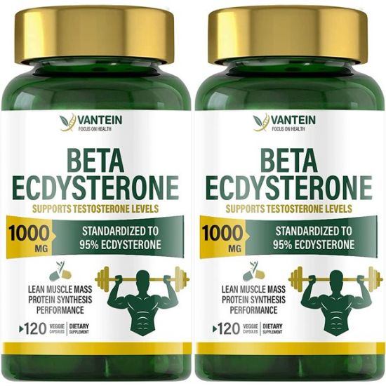 Ecdysterone Supplement 1000mg, 2Pack Natural Anabolic Dietary Supplement - Improve Muscle Mass and Mood Boost, Enhanced Absorption - Total 240 Veg Caps