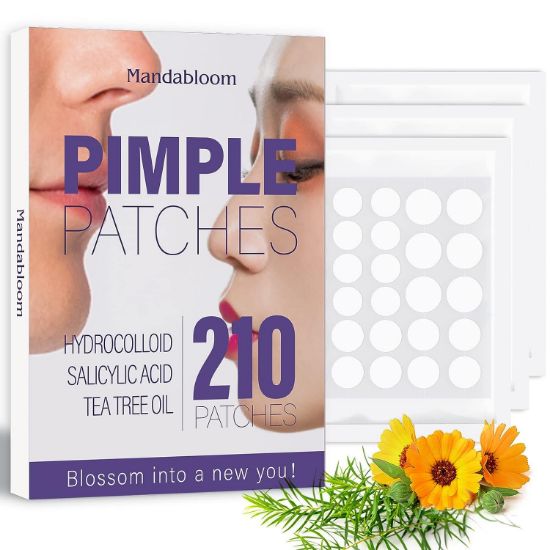 Acne Pimple Patches (210 Pack), Hydrocolloid Acne Patches with Tea Tree Oil & Salicylic Acid, Pimple Patches for Face Zits Breakouts, Hydrocolloid Acne Dots for Zits Blemishes Patches