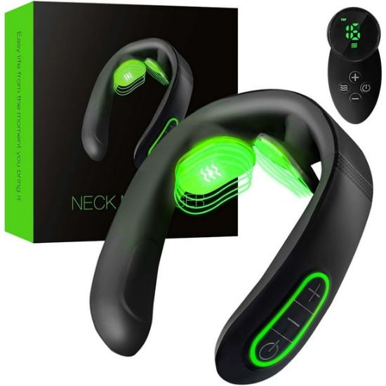 Picture of Neck Massager with Heat, Intelligent Neck Massager for Pain Relief Deep Tissue, Portable Lymphatic Drainage Massager with 10 Modes & 15 Levels for Women Men Gifts, Black