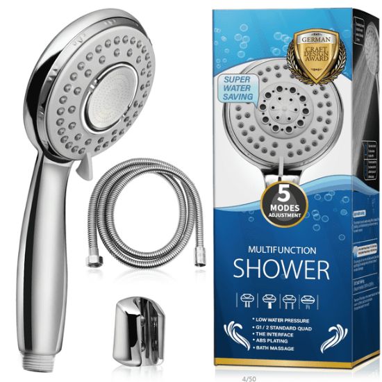 Picture of Shower Head, 5 Settings Shower Heads with Handheld, High Pressure Anti-Leak, Adjustable & Chrome