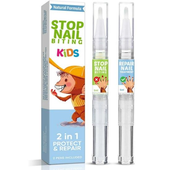 Picture of Nail Biting Treatment For Kids, Anti-Nail-Biting Polish, No Biting Nail Polish, Thumb Sucking Stop for Kids, Nail Biting Deterrent, Bitter Taste, Non-Glossy, 2pcs