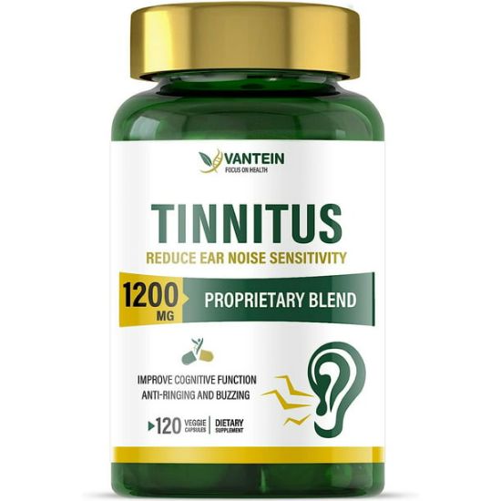 Picture of vantein Tinnitus Relief for Ringing Ears Supplements 1200mg, Promotes Optimal Hearing, 120 Capsules 2 Month Supply